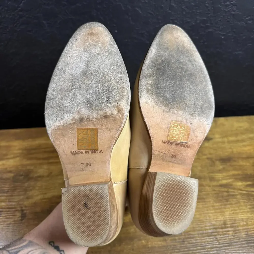 Free People Hunt the Plains‎ OB391307 Tan Leather Ankle Booties Womens Size 36
